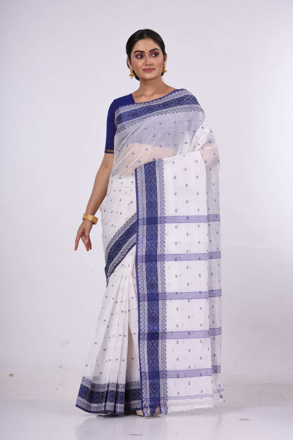 Blue Pure Cotton Boysko_Tant Tant Saree (846)